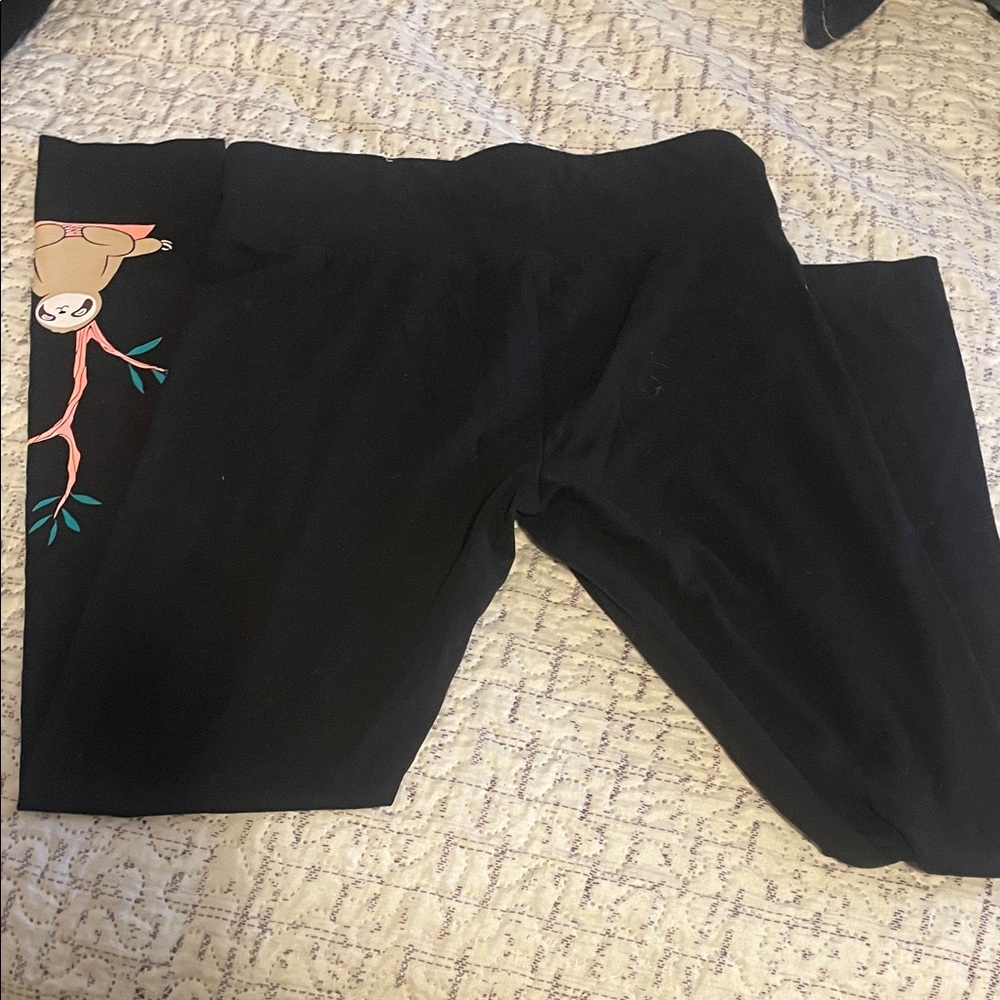 Justice Black Sloth Print Leggings - Picture 3 of 3